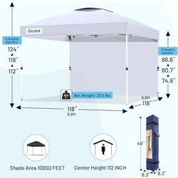 Cecarol S10 Pro 10x10 Pop Up Canopy Tent White and Cecarol S10 Compact Pop Up Canopy Tent White
