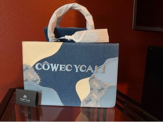 🩵 New COWEC YCAKI Korean Style Tote Bag – Blue & White