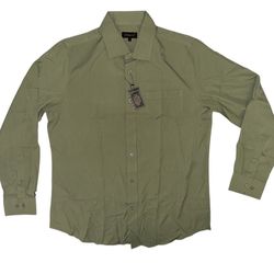 DiBanGu Men’s Dress Shirt Large Green Long Sleeve Button Up NWT