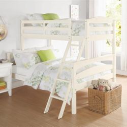 Brady Twin Over Full White Wood Bunk Bed
