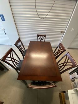 Wood Dining Table with 6 Chairs