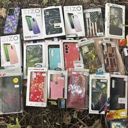 Assortment Of Cell Phone Cases And Screen Protectors
