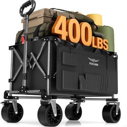Wagons Carts Foldable,2025 New Collapsible Wagon Cart 400LBS Capacity with 900D Oxford Fabric,Large Heavy Duty Beach Folding Wagon with All-Terrain Wh