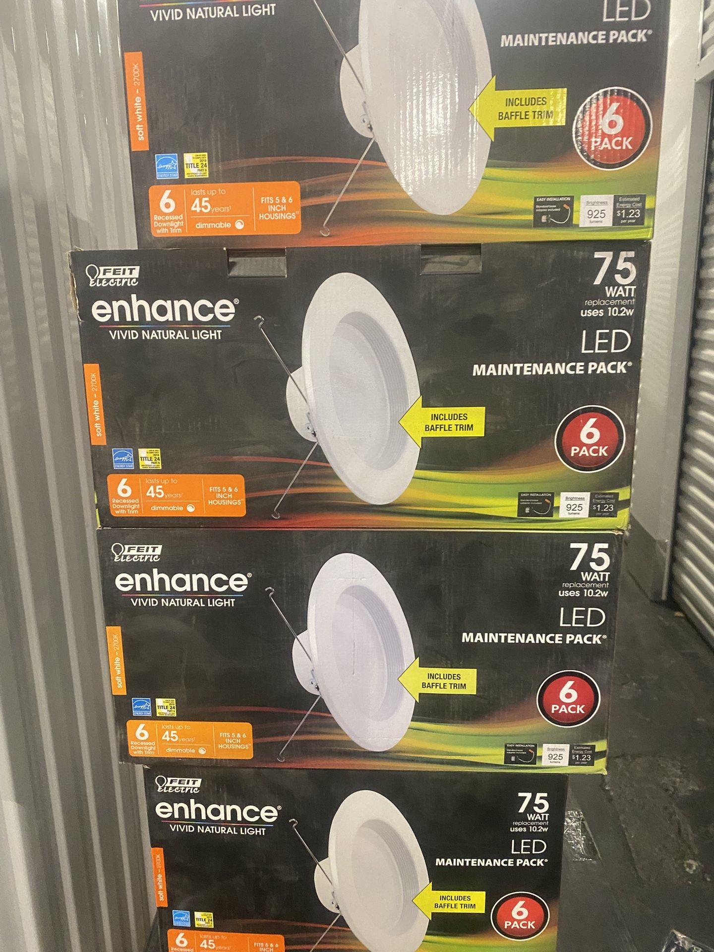 5/6 in. 925 Lumens 2700K Soft White Dimmable Integrated LED Retrofit Recessed Light Baffle Trim, White 6-Pack