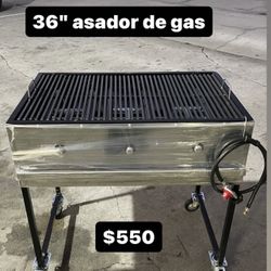36” Bbq Gas Grill With 3 Burners And Hose Nuevo En Especial/ Asador Nuevo En Especial Listos Con Patas Desmontables/ Taco Cart