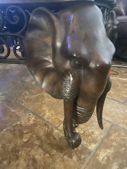 Elephant Bronzed Wrought Iron Table/Leather