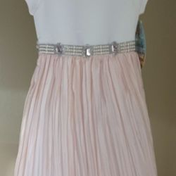 NEW Girls Size 6 "Cinderella" Peach/Pearl Stranded Waistline Dress 