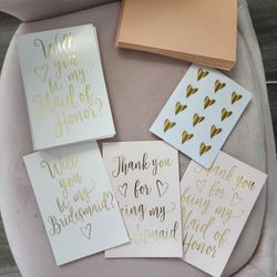 Will You Be My Bridesmaid/maid Of Honor And Thank You Greeting Cards 