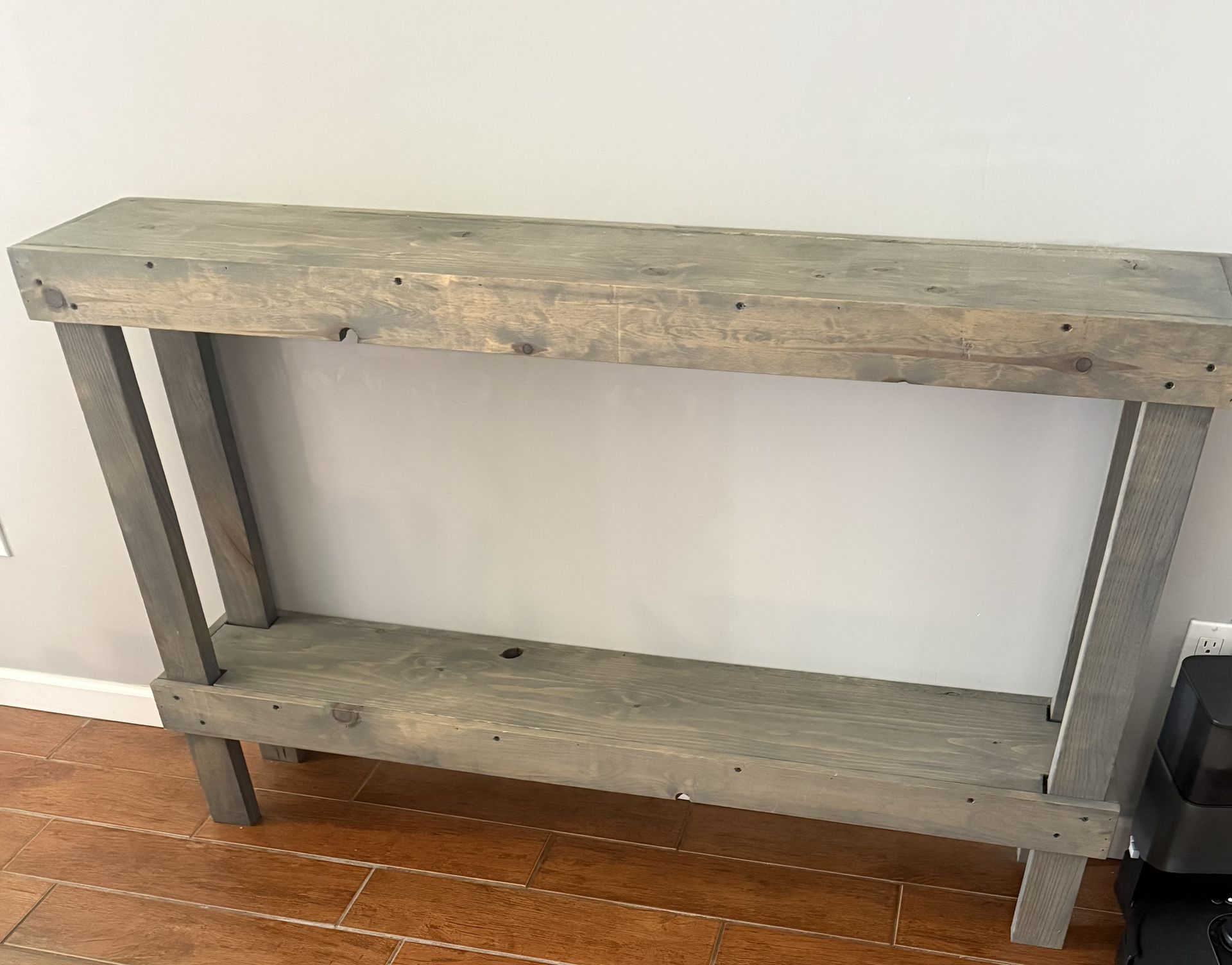 Gray wash wood console table