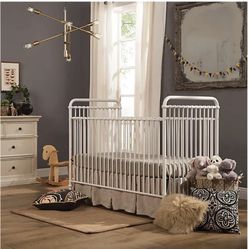 Million Dollar Baby Classic Abigail 3-in-1 Convertible Metal Crib in Washed White, Greenguard Gold Certified