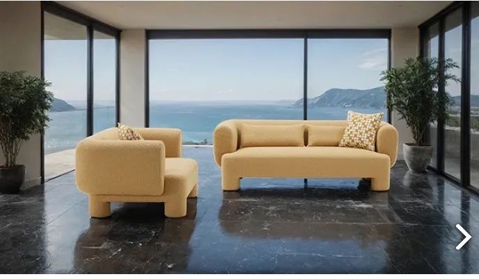 Shop Now And Pay Later! 2 PCS Phedra Collection Sofa and Oversize Chair-Contemporary- Yellow Now 1549.00 Free Delivery π