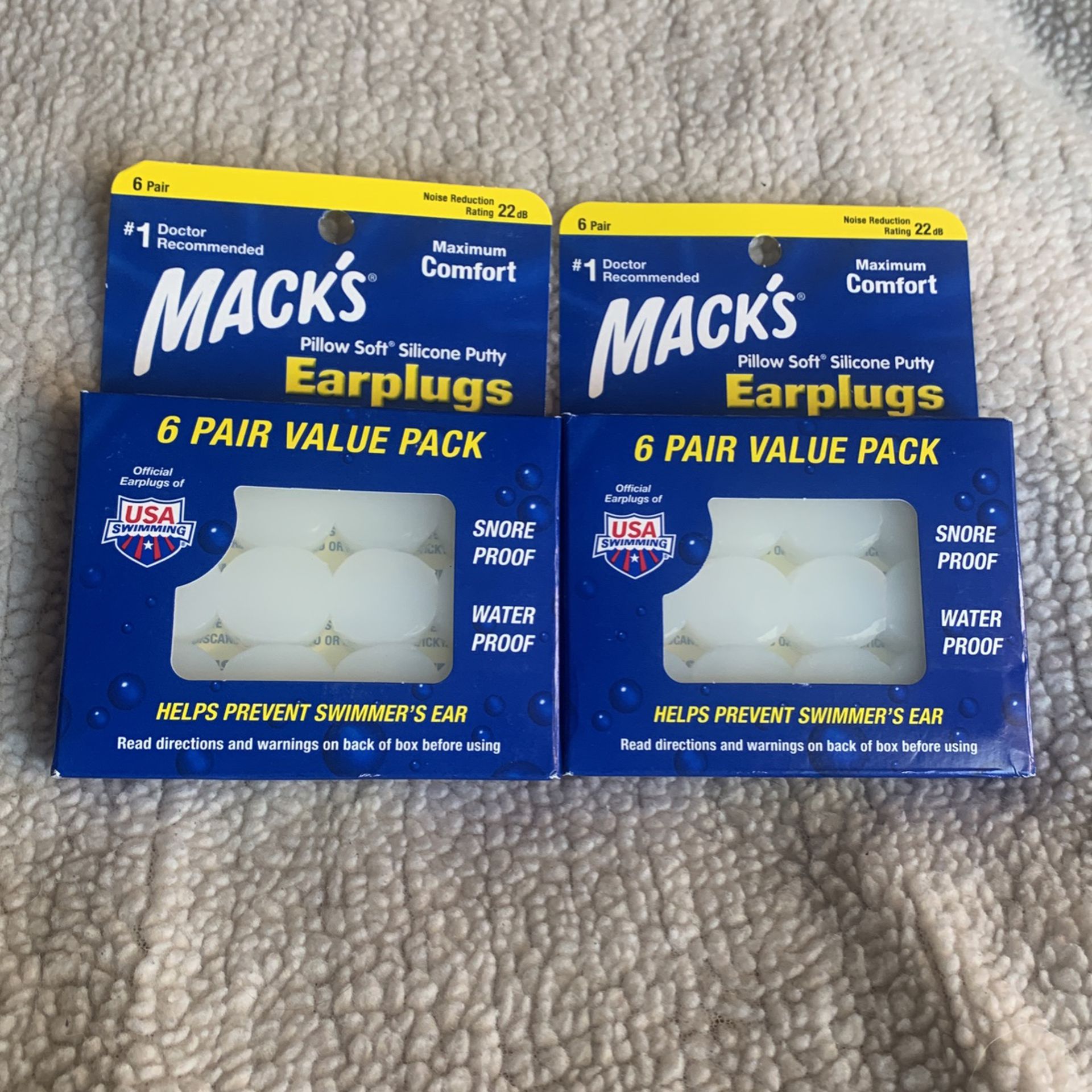 2 Lot Mack’s Soft Silicone Putty Earplugs 12pair