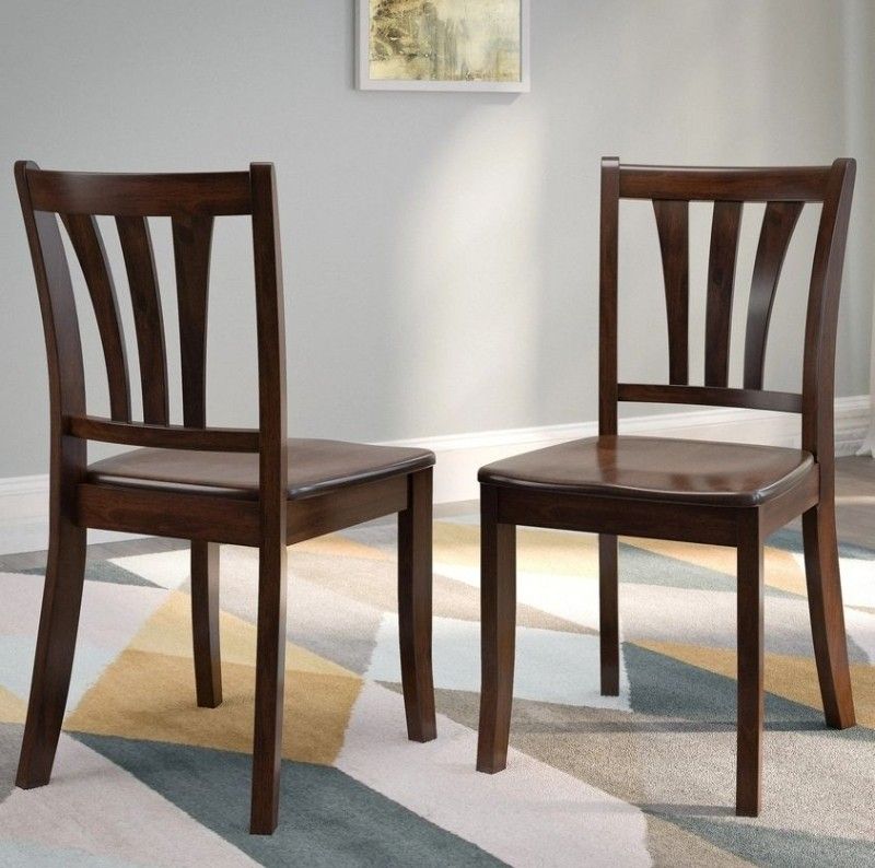 Brown Wooden Dining Chairs, Set Of Two