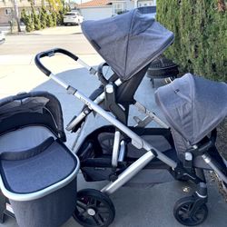 Uppababy Vista V2 Double Stroller And Bassinet 