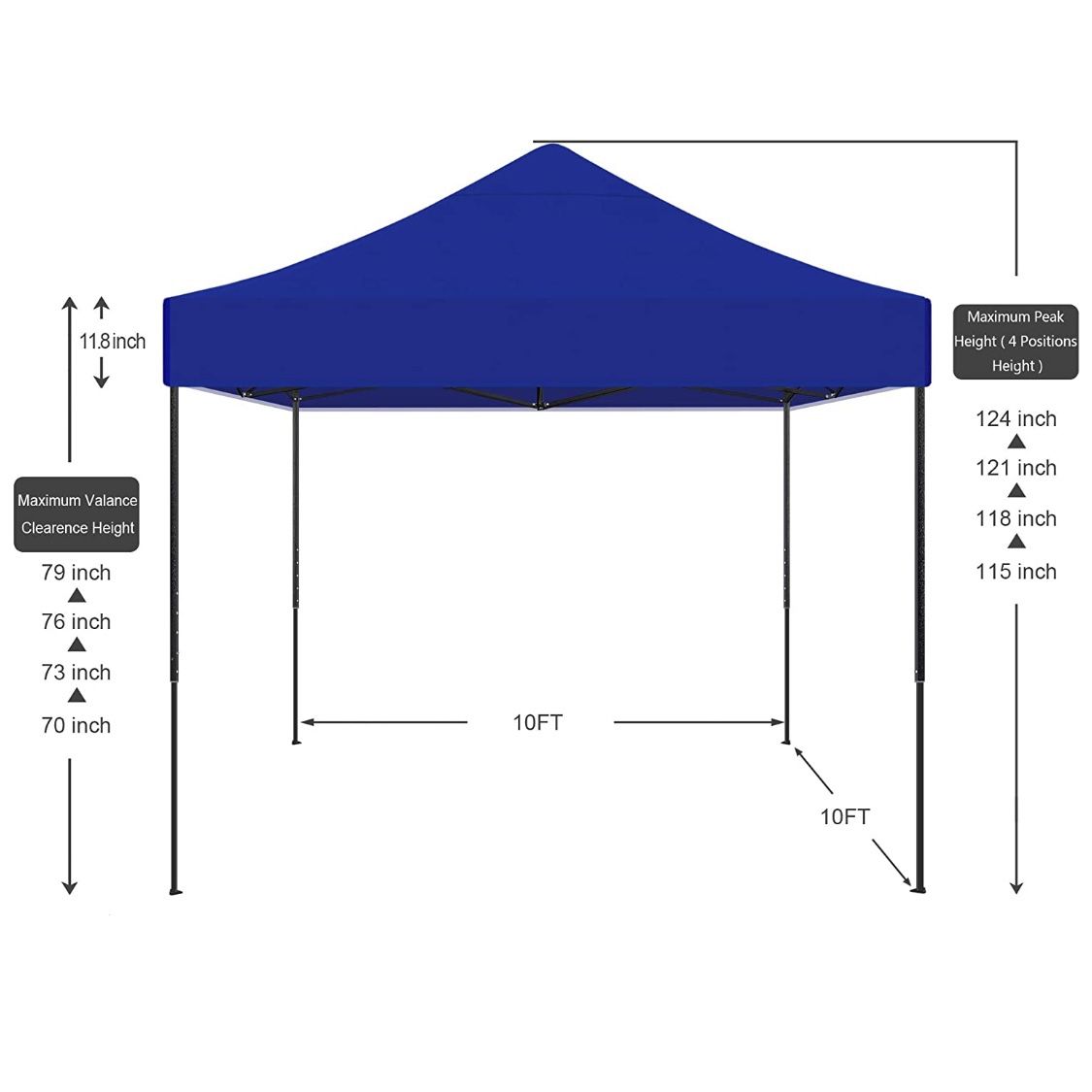 10'x10' Ez Pop Up Canopy Tent Commercial  Canopies with Heavy Duty