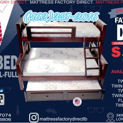 Triple Cherry Bunk Bed With Mattresses Colchones Nuevos