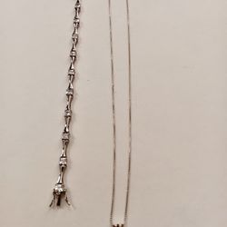 Jewelry Sterling. Chain with Frog Pendant and 7.5 inch Sterling Bracelet.  