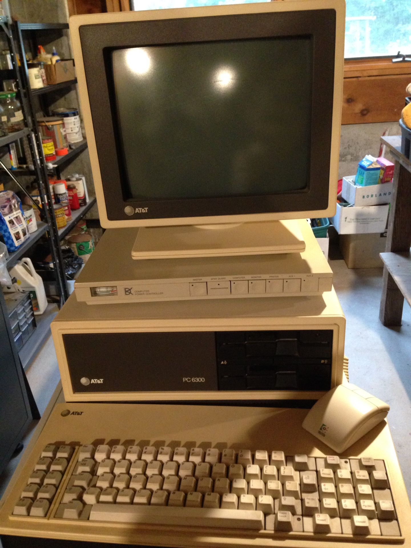 2 Vintage AT&T PC 6300 with monitor and keyboard.