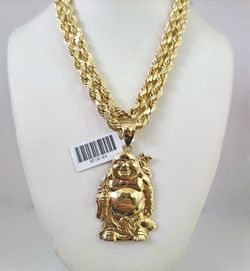 Gold buddah pendant and chain