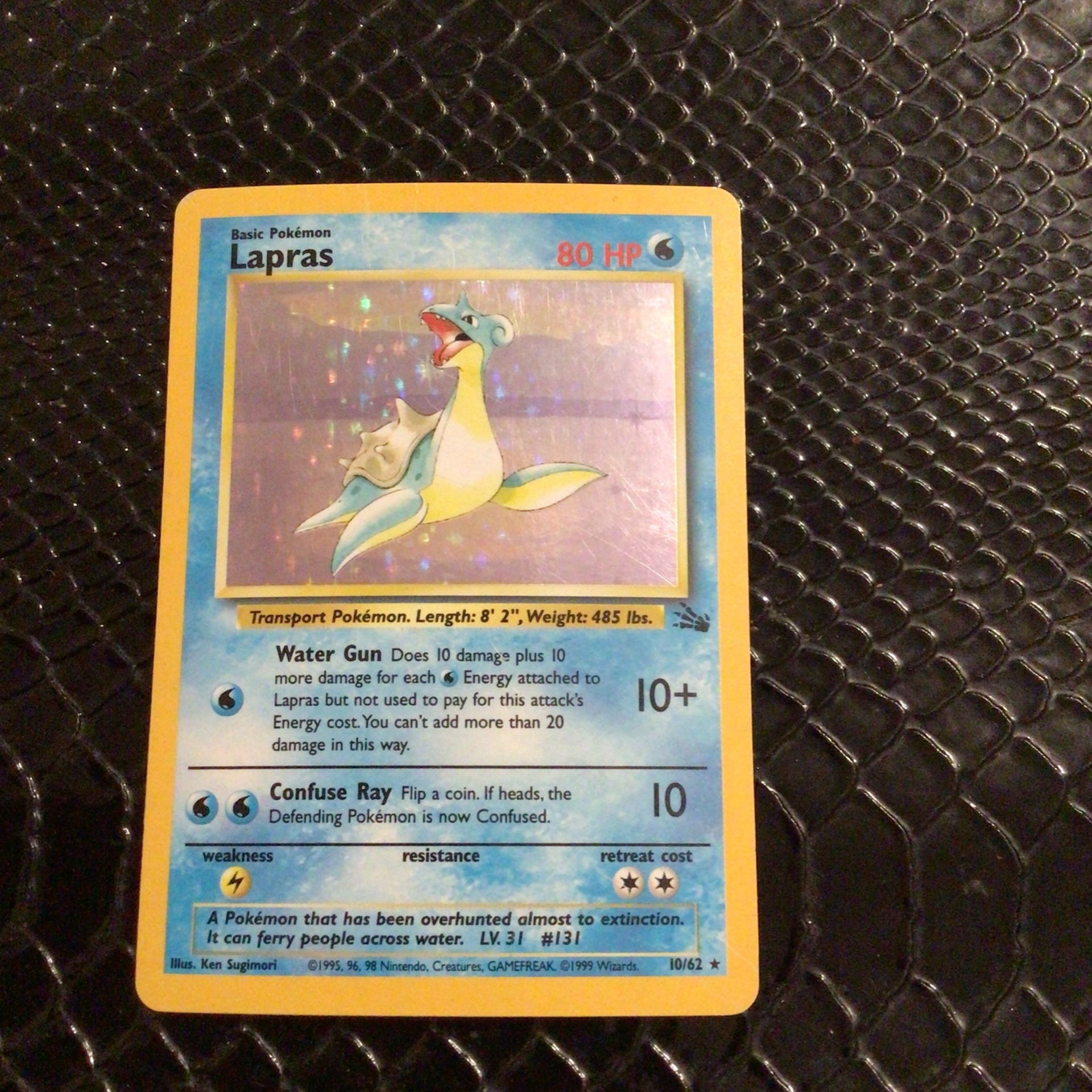 Pokémon Fossil Lapras Rare Holo 10/62 Vintage L/P $25