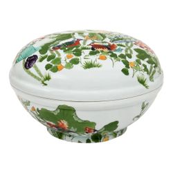 NY: Vintage Chinese Famille Verte Porcelain Lidded Bowl