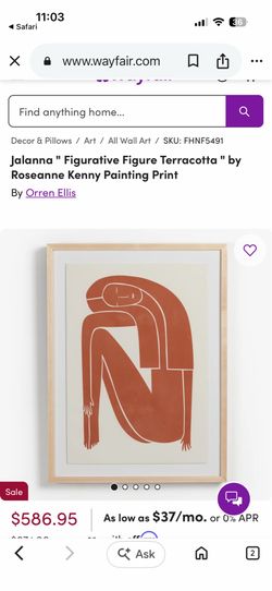Frame: Jalanna " Figurative Figure Terracotta " by Roseanne Kenny Painting Print