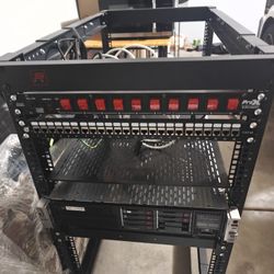 Server Rack With Server, Switch, patch Panel, And PDU