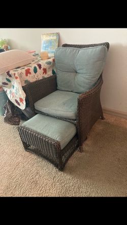 Patio Chairs with Cushions and Stools.