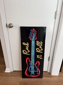 Rock ’n’ Roll Guitar Wall Art – Neon Style
