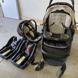 Graco Car Seat, Stroller, 2 Bases 