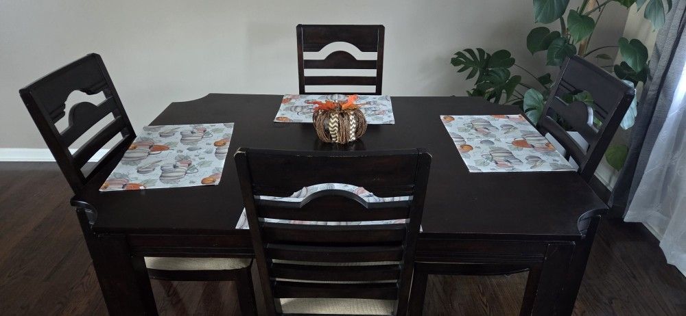 Dark Wood Dining Table with Chairs