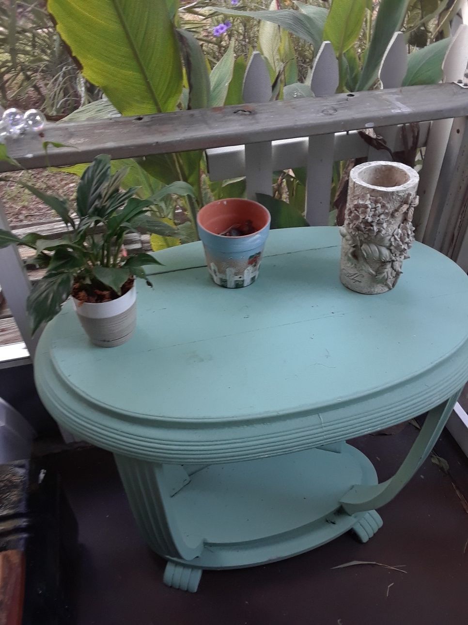 Turquoise oval table