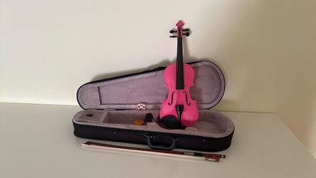 1/8 Size Pink Violin with Case and Bow, Bridge, Rosin