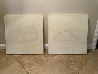 VW Bus & Beetle Textured Canvas Art Set 30x30