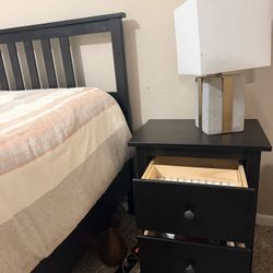 Queen Bed Frame, Dresser, Nightstand, And Lamp