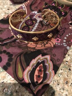 Brighton Joplin Purple Goldtone Cuff Bracelet /Bag- never worn
