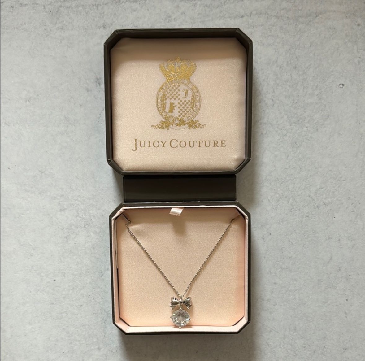 NWT Juicy Couture Silver Crystal Pendant Necklace