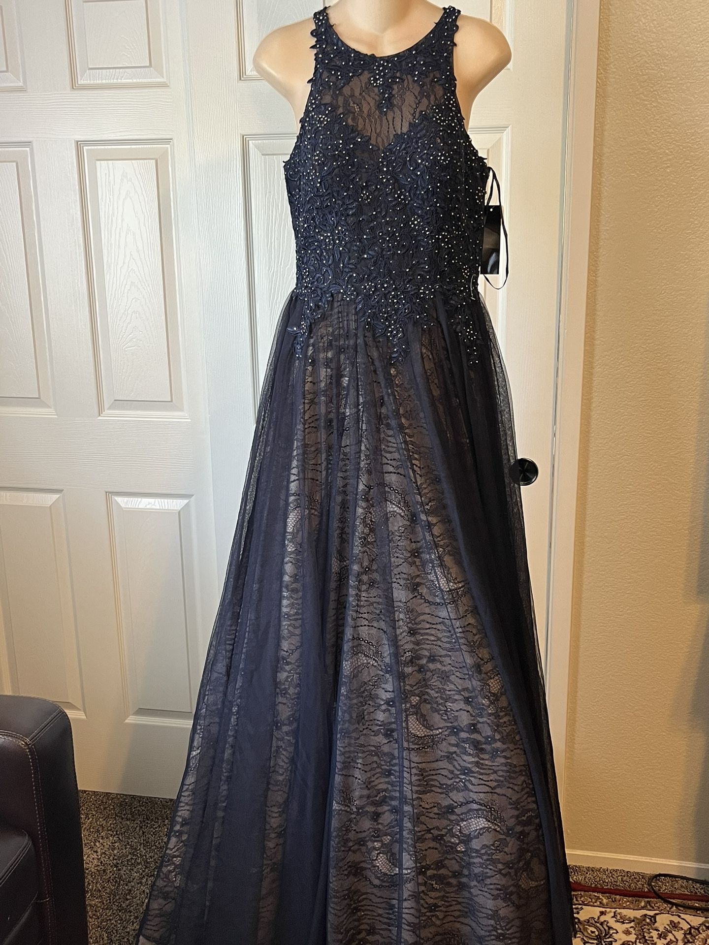 Navy Blue Lacy Dress