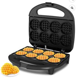 Mini Waffle Maker for Kids, Make Bite-Sized 8 * 2" Tiny Waffles