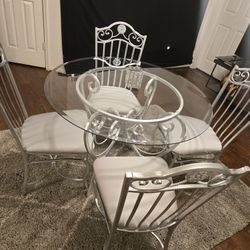 Elegant Glass Dining Set – 4 Chairs & Round Table