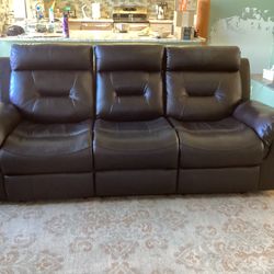 Dark Brown Leather Reclining Sofa And Loveseat