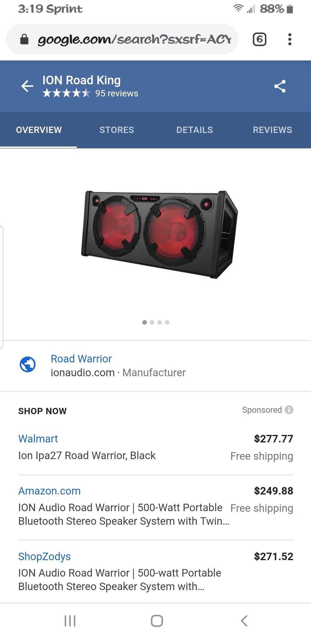 ion road warrior speaker