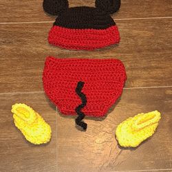 Mickey Mouse Inspired Outfit Newborn Photo Prop 