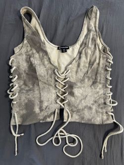 Grey lace up top