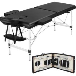 Portable Massage Table Foldable, Adjustable Salon Lash Bed, Black