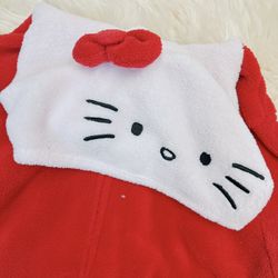 Hello Kitty Red Fleece Onesie Pajamas - Size L - Like New