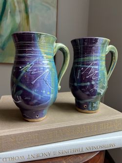 Set Of 2 Large Handcrafted Mugs ( see description ) firm on price
