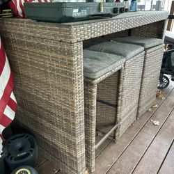 Plastic Wicker Bar Set