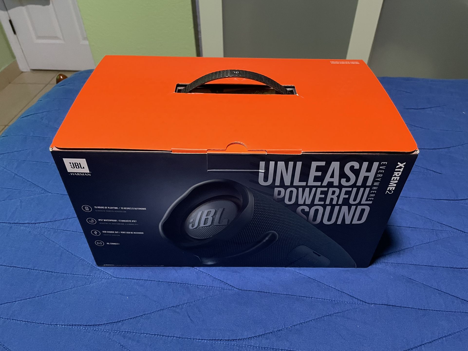 JBL Xtreme 2, Waterproof Portable Bluetooth Speaker, Blue With Blue Case