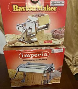 Italy Original Two Machine Imperia Pasta Machines And  Ravioli Cutter Attachment